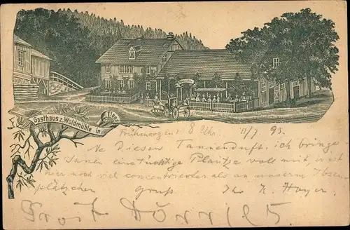 Vorläufer Litho Elend Oberharz am Brocken, Gasthaus zur Waldmühle, 1893