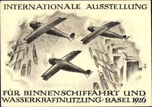 Künstler Ak Basel Schweiz, Internationale Ausstellung für Binnenschifffahrt und Wasserkraftnutzung