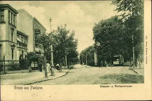 Ak Berlin Pankow, Kreuzstraße, Wollankstraße, Straßenbahn