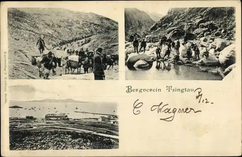 Ak Quingdao Tsingtau Kiautschou China, Panorama, Sektion Bergverein Tsingtau