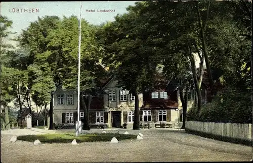 Ak Lübtheen in Mecklenburg, Hotel Lindenhof, Außenansicht, Einfahrt