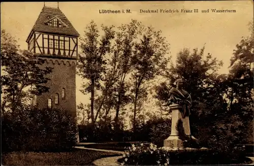 Ak Lübtheen in Mecklenburg, Friedrich Franz III. Denkmal, Wasserturm