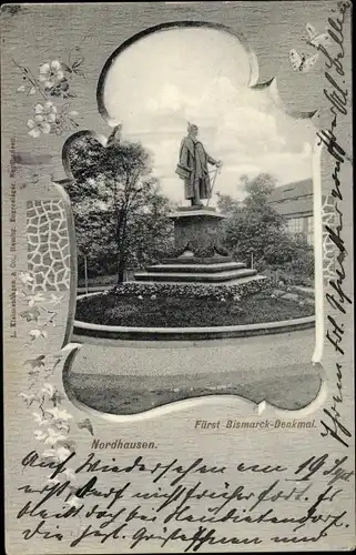 Passepartout Ak Nordhausen am Harz, Fürst Bismarck Denkmal