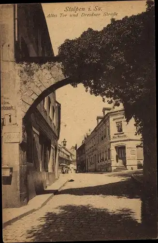 Ak Stolpen Sächsische Schweiz, Dresdner Straße, Altes Tor