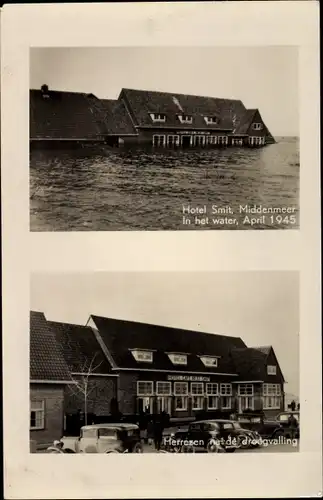 Ak Middenmeer Nordholland, Hotel Smit, Hochwasser April 1945