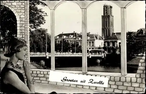 Ak Zwolle Overijssel Niederlande, Havenbrug met Peperbus