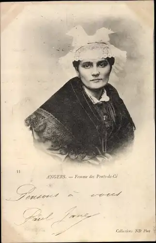 Ak Les Ponts de Cé Maine et Loire, Costume, Femmes, Französische Tracht