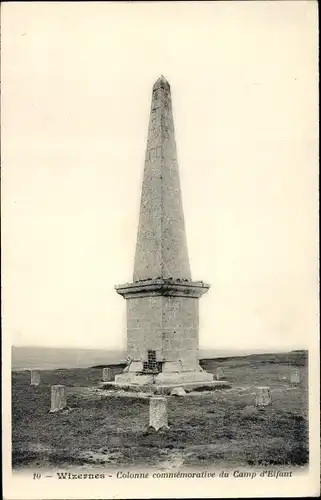 Ak Wizernes Pas de Calais, Colonne commemorative du Camp d'Elfaut