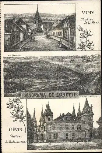 Künstler Ak Liévin Pas de Calais, Vimy, Lorette, Chateau de Rollencourt