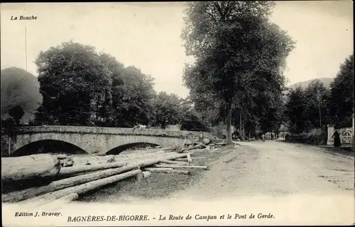 Ak Bagnères de Bigorre Hautes Pyrénées, La Route de Campan et le Pont de Gerde