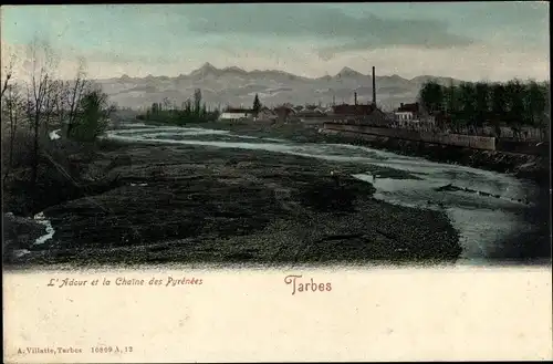 Ak Tarbes Hautes Pyrénées, L'Adour et la Chaine des Pyrenees