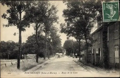 Ak Ponthierry Seine et Marne, Route de la Gare