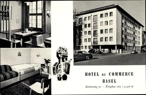 Ak Bâle Basel Stadt Schweiz, Hotel du Commerce, Riehenring 91