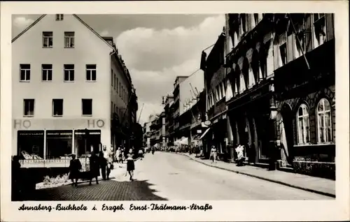 Ak Annaberg Buchholz im Erzgebirge, Ernst Thälmann Straße, HO, Wandbilder