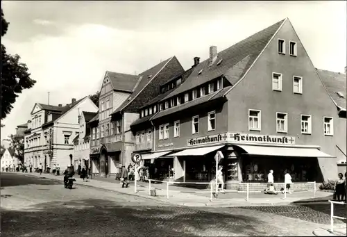 Ak Olbernhau im Erzgebirge, Ernst-Thälmann-Platz, Geschäft für Heimatkunst