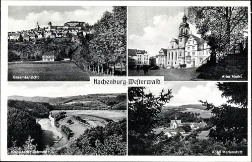 Ak Hachenburg im Westerwald, Markt, Abtei Marienstatt, Gesamtansicht