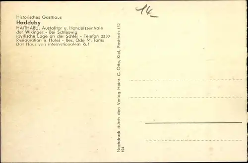 Ak Haddeby Busdorf in Schleswig Holstein, Historisches Gasthaus