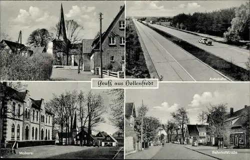 Ak Hollenstedt in Niedersachsen, Bahnhofstraße, Autobahn, Molkerei