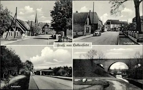 Ak Hollenstedt in Niedersachsen, Dorfstraße, Autobahn, Brücke