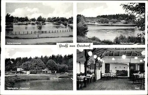 Ak Hoisdorf in Schleswig Holstein, Gaststätte Seeblick, Schwimmbad, Saal