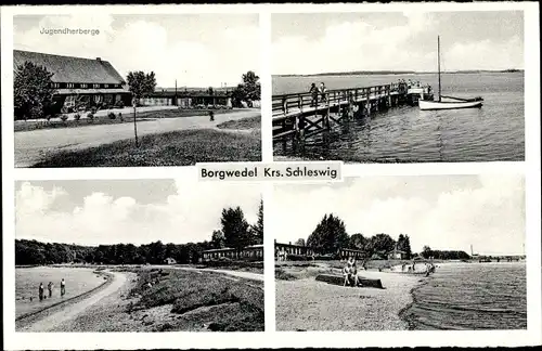 Ak Borgwedel an der Schlei, Jugendherberge, Partie am Wasser