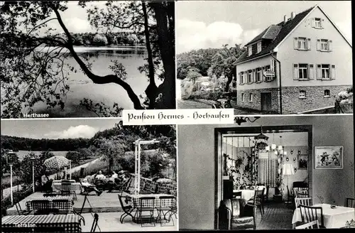 Ak Horhausen im Westerwald, Pension Hermes, Herthasee