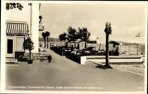 Ak Timmendorfer Strand in Holstein, Hotel Seeschlößchen mit Seeterrasse