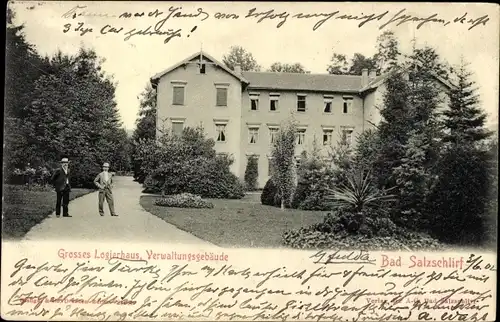 Ak Bad Salzschlirf in Hessen, großes Logierhaus, Verwaltungsgebäude