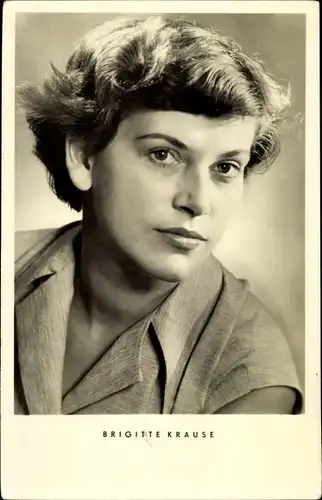 Ak Schauspielerin Brigitte Krause, Portrait, Hemdkragen, Autogramm