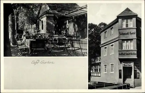 Ak Stadt Wehlen an der Elbe Sachsen, Schmuck's Hotel, Cafegarten