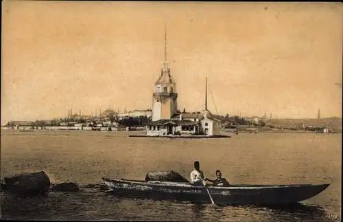 Ak Konstantinopel Istanbul Türkei, Tour de Leandre, Ruderboot