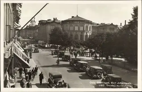 Ak Oslo Norwegen, Stortinget, Karl Johansgate, Autos