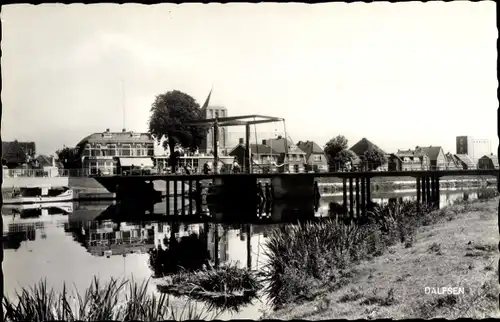 Ak Dalfsen Overijssel, Stadtpartie, Brücke, Fluss