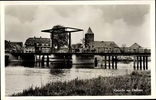 Ak Dalfsen Overijssel, Stadtpartie, Brücke, Fluss