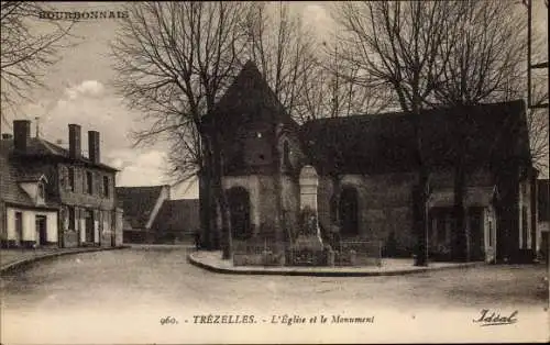 Ak Trézelles Allier, L'Église et le Monument