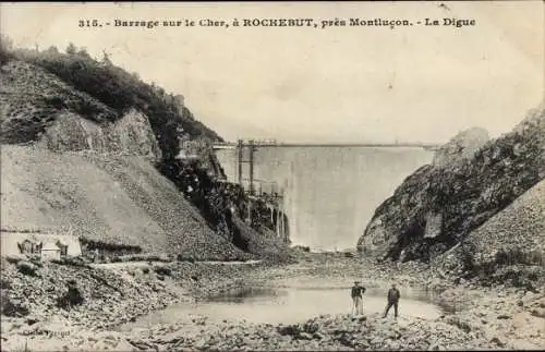 Ak Rochebut Allier, Barrage sur le Cher, La Digue