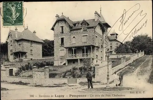 Ak Pomponne Seine et Marne, Un coin du Parc Chabaneau