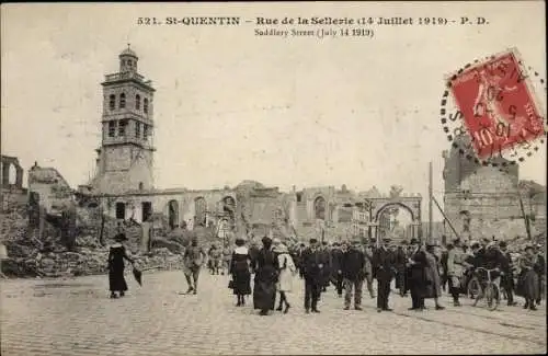 Ak Laon Aisne, Rue de la Sellerie, 1919, Kriegszerstörung I. WK