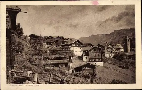 Ak Tschiertschen Kanton Graubünden, Blick auf den Ort