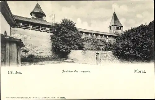 Ak Morat Murten Kanton Freiburg, Interieur des remparts