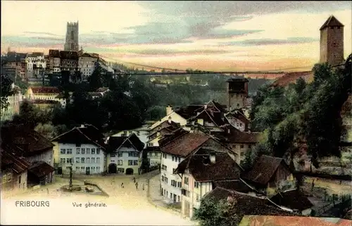 Ak Fribourg Freiburg Stadt Schweiz, Blick auf den Ort