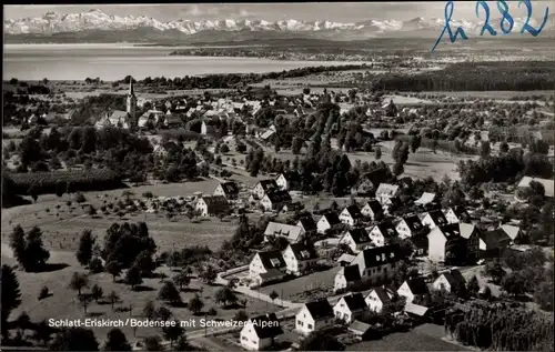 Ak Schlatt Eriskirch Bodensee, Fliegeraufnahme vom Ort