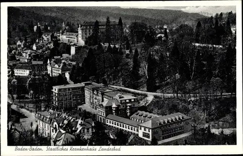 Ak Baden Baden am Schwarzwald, Staatliches Krankenhaus, Vogelschau