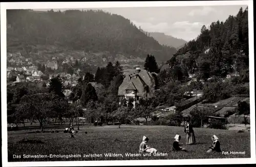 Ak Bad Liebenzell im Schwarzwald, Schwestern Erholungsheim, Wiesenpartie