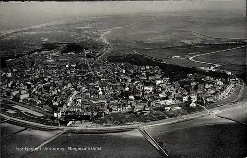 Ak Norderney in Ostfriesland, Fliegeraufnahme vom Ort