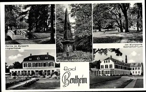Ak Bad Bentheim in Niedersachsen, Sanatorium, Kurpark, Pyramide, Logierhaus