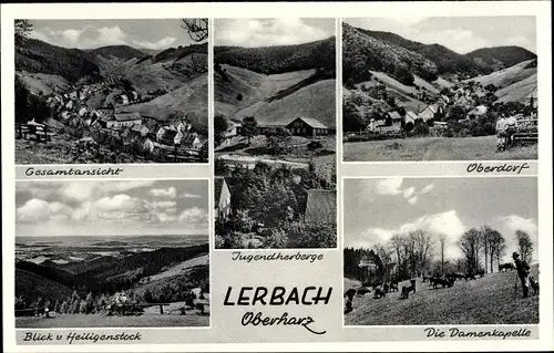 Ak Lerbach Osterode am Harz, Damenkapelle, Oberdorf, Jugendherberge, Panorama, Heiligenstock