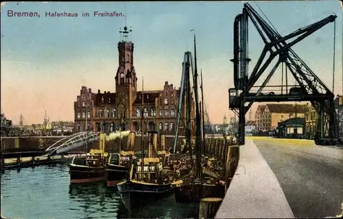 Ak Hansestadt Bremen, Hafenhaus im Freihafen