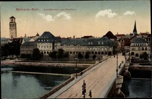 Ak Mülheim an der Ruhr, Schlossbrücke und Stadtbad