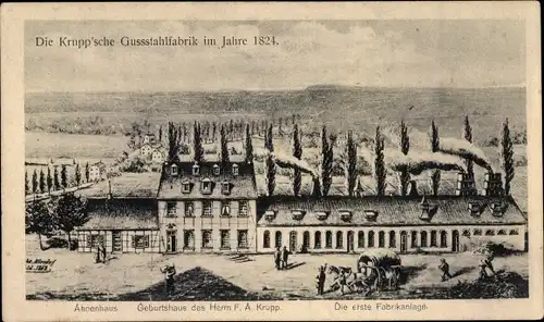 Künstler Ak Essen im Ruhrgebiet, Kruppsche Gussstahlfabrik 1824